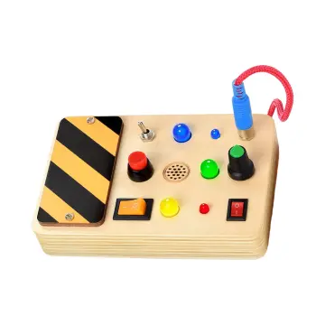 Montessori Kids Electronic Busy Board With LED Light Switch Lock Child  Teaching Aid Basic Skill Toys Game for Boys Pretend Play