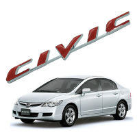 โลโก้ CIVIC Logo กว้า 2cm. ยาว 17.5cm. จำนวน 1 ชิ้น ชุบโครเมียม+แดง Honda Civic FD ฮอนด้า ซีวิค เอฟดี ปี 2006 2007 2008 2009 2010 2011 4ประตู  สินค้าราคาถูก คุณภาพดี Logo