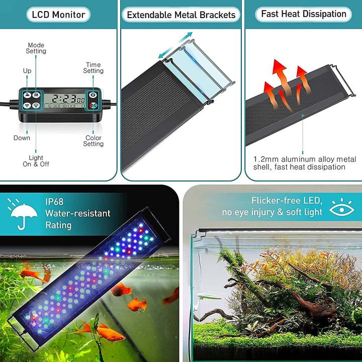 fullgain-24-7-lcd-ไฟตู้ปลาแสงแท่ง-led-น้ำแบบเต็มสเปกตรัมอลูมิเนียมกันน้ำขยายได้สำหรับการเจริญเติบโตของพืช