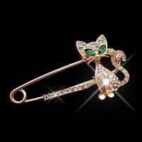 Large Safety Pin Up Jewelry for Women Alloy Crytal Lovely Cats Clips Girl Rhinestones Brooch Fashion Cute Kitty Jewelry B 29