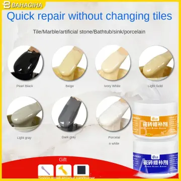 30g/50g Ceramic Paste Floor Tile Adhesive Tile Repair Agent Tub Tile and  Shower Repair Kit Porcelain Repair for Crack Chip 2Pcs