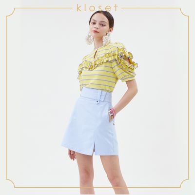 Kloset Kloset High Waisted Skirt (RS21-S001) เสื้อผ้าแฟชั่น เสื้อผ้าผู้หญิง กระโปรงแฟชั่น กระโปรงสีพื้น กระโปรงสั้น