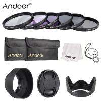 Andoer 49-77mm Lens Filter Kit UV+CPL+FLD+ND(ND2 ND4 ND8) with Carry PouchLens CapLens Cap HolderTulip &amp; Rubber Lens Hoods