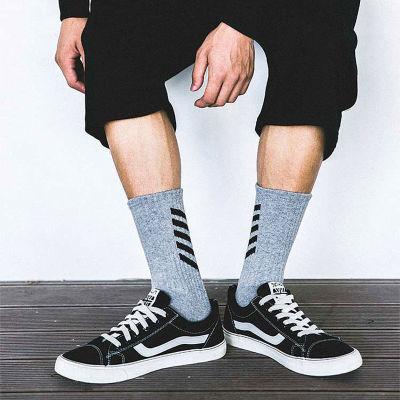 11 BYBBS DARK 3 Pairs Hip Hop Men Long Socks Korean Skateboard Black White Striped Printed Happy Socks Unisex Women Men