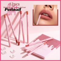 PETINAIL ชุดดินสอเขียนลิปสีนู้ดเนื้อนุ่มอาลไลเนอร์ติดทนนาน12ชิ้นลิปลิปกลอสลิปสติกดินสอเขียนขอบตา