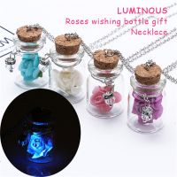 【cw】 New Glowing Imitation Dry Flowers Pendant Jewelry Semicircle Glass Necklace for ！