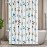 【CW】✴♙  Printed new starfish shower curtain Mildew PEVA Curtains Shower Room No punching door