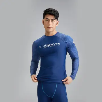 UV Swimming Shirt Mens Rashguard Plus Size 5XL Upf50+ Surf Natation Water  Shirt Front Zipper Blue Diving Jacket