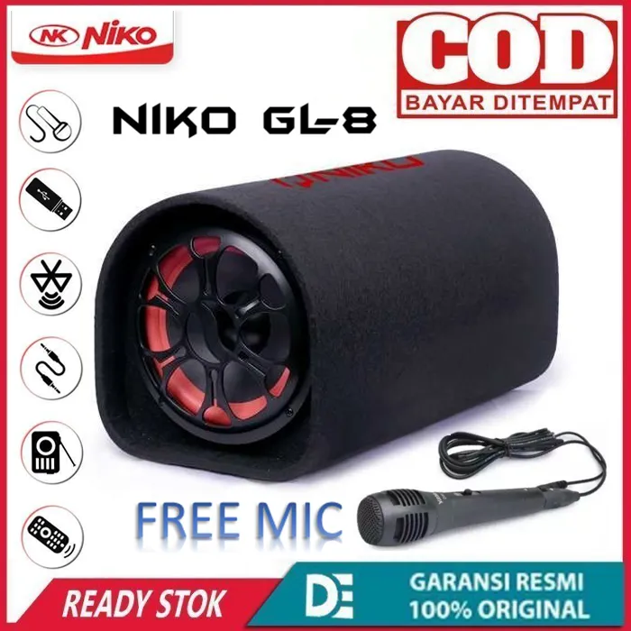 Speaker Niko Subofer 8 Inch Speaker Aktif Bluetooth Karaoke Free Mic