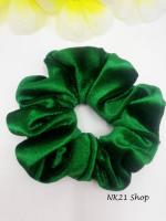 NK21 โดนัทรัดผม หนังยางรัดผม ที่มัดผมผ้ากำมะหยี่ สีเขียว  Velvet Scrunchies,ฺGreen Scrunchy,Hair accessories,Elastic hair tie