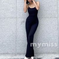 Mymiss1- ชุดจั๊มสูท แขนกุด สายสปาเก็ตตี้ สีดํา สําหรับผู้หญิง