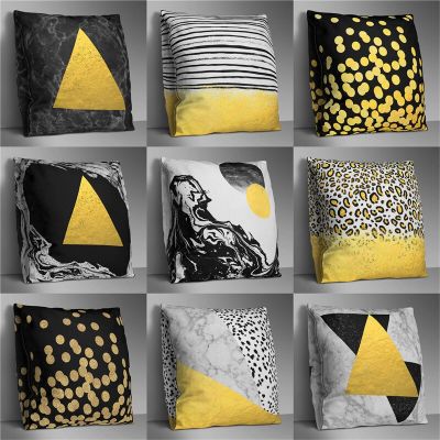 Geometric Decorative Pillow Cases Eco-Friendly Pillow Black Golden Pillowcase Party Hotel Pillowcases Cover