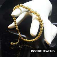 Inspire Jewelry สร้อยข้อมือทองเม็ดกลมตัดลาย ฟรีไซด์ปรับเลื่อนได้ พร้อมถุงกำมะหยี่