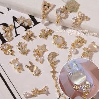 MEALOVE มุก หรูหรา โลหะ ผู้หญิง Rhinestones สไตล์เกาหลี เครื่องประดับ โบว์ อุปกรณ์ทำเล็บ DIY ตกแต่งเล็บเพทาย เสน่ห์เล็บ 3D เครื่องประดับเล็บ