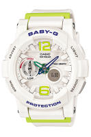 Casio Baby-G นาฬิกาข้อมือผู้หญิง สายเรซิ่น รุ่น BGA-180,BGA-180-7B2 - สีขาว/เขียว