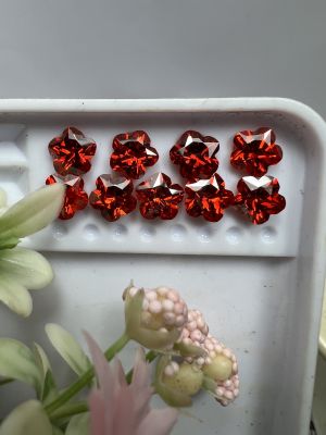 พลอย เพชร CZ เพชร รัสเซีย ยอดเยี่ยม เนื้อแข็ง AAA ORANGE สีส้ม ดอกไม้ 7X7 มม (1 เม็ด) CUBIC ZIRCONIA CZ SYNTHETIC DIAMOND  FLOWER SHAPE 7.00 MM (1PCS)