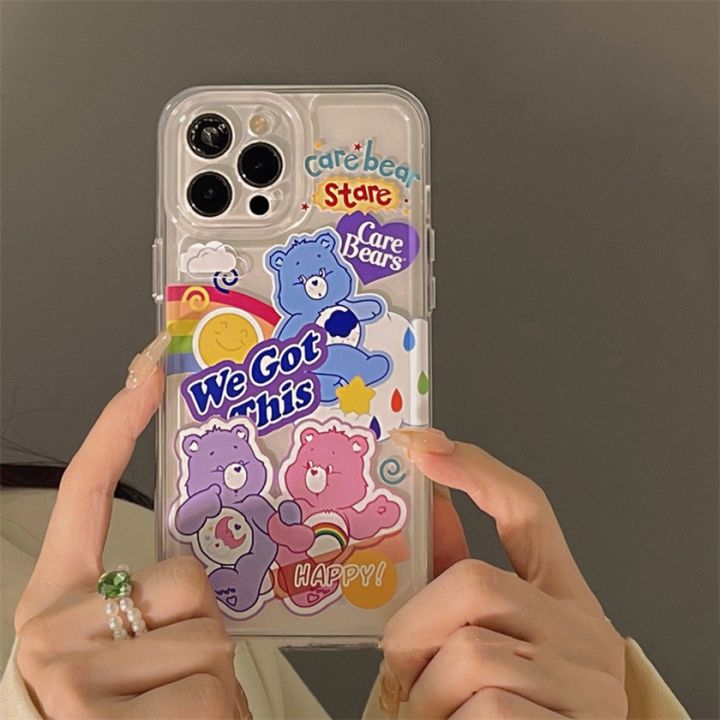 เคสโทรศัพท์มือถือ-ลายการ์ตูนหมีน่ารัก-สีรุ้ง-สําหรับ-iphone-14-13-12-se2020-x-xr-xs-7-8-6-6s