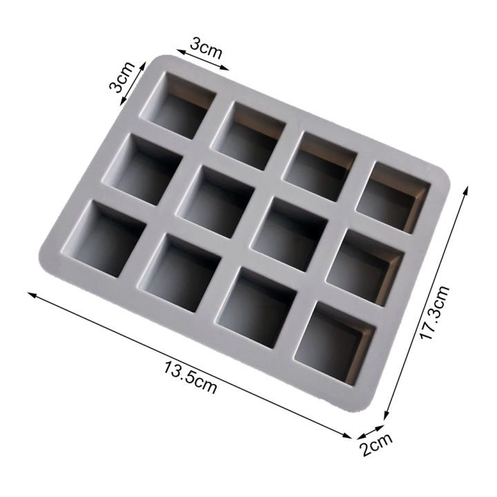 แม่พิมพ์เค้กพิมพ์เค้กสี่เหลี่ยม12แม่พิมพ์ตะแกรง12แม่พิมพ์ตะแกรงแม่พิมพ์น้ำแข็งก้อนแม่พิมพ์เยลลี่ของหวานช็อกโกแลตแบบ-diy-แม่พิมพ์ซิลิโคนแม่พิมพ์อบขนมครัวแบบไม่แม่พิมพ์