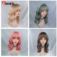 Aosiwig สังเคราะห์โลลิต้าคอสเพลย์วิกผมเรียบสั้นหยักผมสีเขียวสีบลอนด์บ๊อบวิกผมสำหรับสีดำสีขาวผู้หญิงฮาโลวีนคริสต์มาส