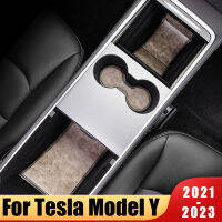 สำหรับ Tesla รุ่น Y 2021 2022 2023 2024หนัง Anti-Slip Gate Slot ประตู Pad ถ้วยประตู Groove Mat Non-Slip Pad ภายในรถ-จัดแต่งทรงผม