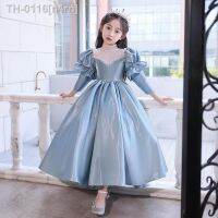 ♤卐✶ n4rn Vestido de festa formal para bebês beading luxuoso vestido baile azul aniversariantes vestidos infantis piano 2023