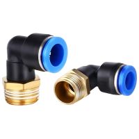 Pneumatic Quick Connector Hose Air Pipe 4 6 8 10 12mm L Type External Thread BSPT1/8 1/4 3/8 1/2 Air Compressor Fitting PL10-02