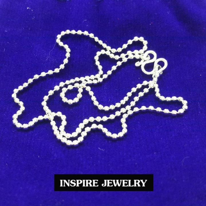 inspire-jewelry-สร้อยคอลายไข่ปลาเล็ก-ชุบเงิน-สำหรับเด็กยาว-14-silver-plated-พร้อมถุงกำมะหยี่