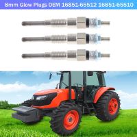 3PCS Engine Heater Glow Plugs 8Mm Replacement Parts Accessories for Kubota Tractor B21 B1700D B1700E Part Number 16851-65512 16851-65510