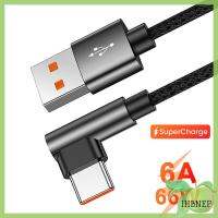 IHBNEP 90 Degree 6A สายข้อมูล PD 66W ที่ชาร์จไฟรวดเร็ว USB สาย USB Type C มุมขวา