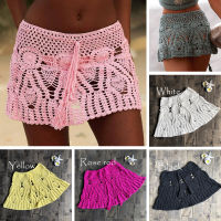 New y Crochet Tassel Beach Skirt Cotton Swimsuit Fused Skirt Casual Beach Running Lace See Through Slim Mini Skirts