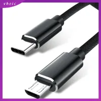 VHOIC สายถัก การ QC4.0 อะแดปเตอร์ OTG สาย USB Type C ถึงไมโคร USB สายข้อมูล ชาร์จเร็ว ชายกับชาย