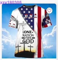 One Nation Under God Patriotic American Flag Pattern Shirt Men Women