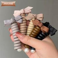 JINXUANE 2PCS กุทัณฑ์ถัก ที่คาดผมสายโทรศัพท์ เครื่องมือทำผม พลาสติกทำจากพลาสติก เชือกมัดผมหางม้า ของใหม่ ไข่มุกไข่มุก สิ่งประดิษฐ์ถักผม สำหรับผู้หญิง