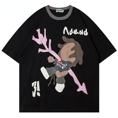 【New】ฤดูร้อนผู้ชายผู้ชายเสื้อ Hip Hop น่ารักการ์ตูนพิมพ์เสื้อยืด2023 Streetwear Harajuku Casual ฝ้าย Tops Tees Unisex