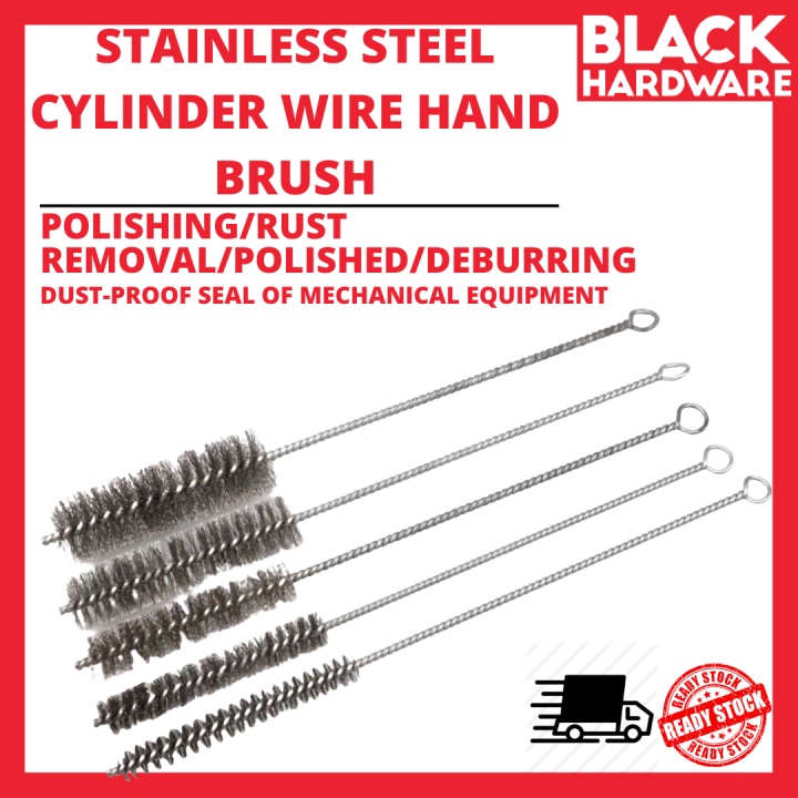 Black Hardware Stainless Steel Cylinder Wire Hand Brush 5 Size High