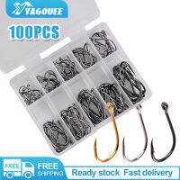 100Pcs ตะขอตกปลาชุดเหล็กคาร์บอนวงกลมเดี่ยวตะขอตกปลา Fly Fishing Jip Barbed ปลาคาร์พ Hooks Sea Tackle อุปกรณ์เสริม