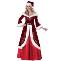 Christmas Dress Holiday Dresses for Women Santa Belt And Rough Edges Deep V-neck With Hat for Christmas Queen Cosplay ideal