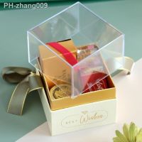 Acrylic Transparent Gift Box with ribbon Display Case Easter Party Clear Box for Wedding Candy Packaging Box Creative Gift Box