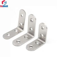 ♠♨ FuWell 5 Pcs Stainless Steel 90 Degree Angle Bracket L Shape Corner Joint Brace Bracket Fastener Furniture Cabinet Hardware