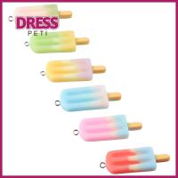 PETI DRESS 35Pcs กว้าง14.5มม. เสน่ห์ไอศครีม7สี หนา5.5มิลลิเมตร ยาว41.5มม. จี้รูปไอศกรีมทำจากเรซิ่นสีรุ้ง ง่ายต่อการพกพา รู: 2mm เสน่ห์อมยิ้มน้ำแข็งเรซินที่มีสีสัน งานฝีมือดีไอวาย