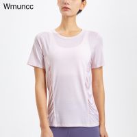 ~ Wmuncc เสื้อยืดแขนสั้น ทรงหลวม ระบายอากาศได้ดี แบบแห้งเร็ว เหมาะกับใส่เล่นโยคะ วิ่งออกกําลังกาย สําหรับผู้หญิง