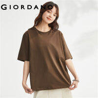 GIORDANO Women T-Shirts 100% Cotton Back Vent Summer Tee Comfort Short Sleeve Solid Color Simple Fashion Casual Tshirts 05323393 105