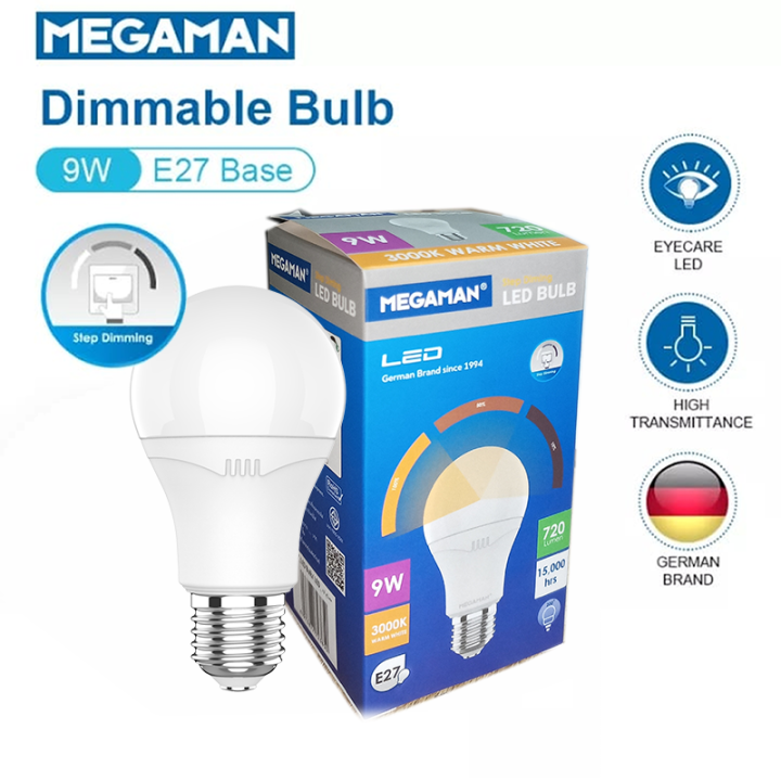 Megaman LED 3 Step Dimming Bulb 9W 3000K E27 warm white Lazada PH