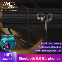 Mini Born หูฟังบลูทูธ5.0 หูฟังบลูทูธคล้องคอ HiFi ซับวูฟเฟอร์คอแขวนชุดหูฟังบลูทูธ80Ms Latency หูฟังชุดหูฟังสเตอริโอ Professional Bluetooth Gaming Earphone