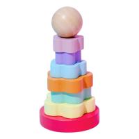 Geometric Stacker Flower Shape Educational Toy Colourful Toppling Tower Building Blocks Learning Educational Montessori Toy Gifts gaudily