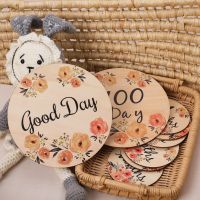 1Set Wooden Baby Milestone Cards Flowers Newborn Birth Monthly Recording Card Kids Commemorative Card Baby Photography Props