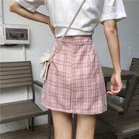 blueberry✨Korean Summer Women Vintage Plaid High Waist Casual Slim A-Line Mini Dress