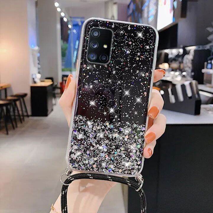 shine-electron-เคสโซ่สลิงนิ่มหรูหรา-เคส-samsung-galaxy-กลิตเตอร์แวววาวสำหรับ-a13-a03-a23-a73-a53-a33-4g-5g-s21-s22เป็นพิเศษบวก-s23-fe