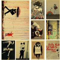 Banksy Vintage Posters Kraft Paper Prints Dynamic Nostalgia Wall Decor Personalized Paper Creative Art Fashion Bedroom Painting