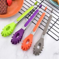 QUALITY SELL Cooking Salad Kitchen Heat Resistant Silicone Stainless Steel Handle Noodles Clamp Food Serving Tongs Pasta Tools BBQ Clips